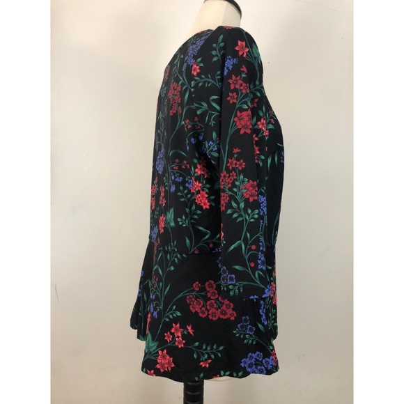 Charter club 1X Blouse Peplum Floral black Top NEW - Picture 3 of 7
